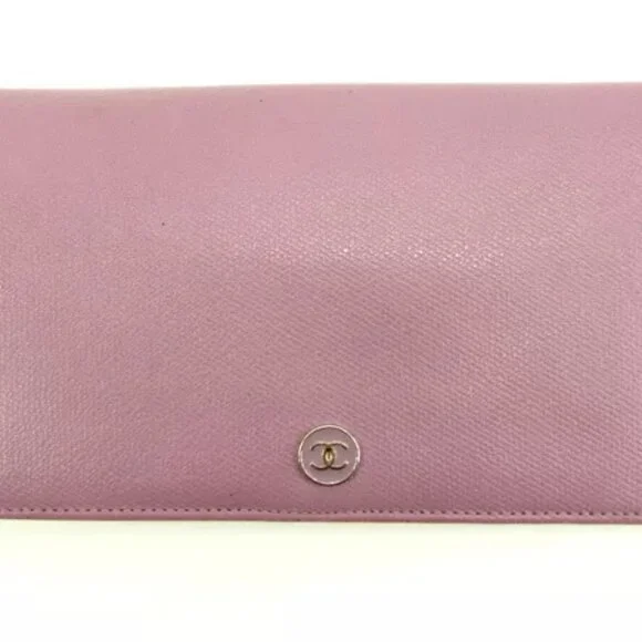 Chanel Wallet Purse Long Wallet Coco Button Purple Woman Authentic - Picture 2 of 6